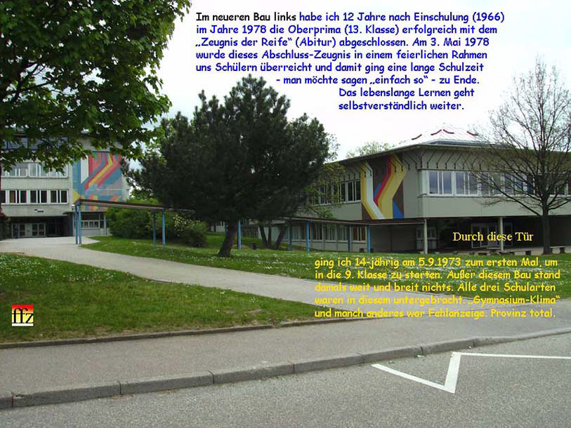 Das damals neue Gymnasium in Karlsbad-Langensteinbach besuchte Knstler Frank F. Zilly, der heute in Marxzell-Schielberg lebt, von Klasse 9 bis 13, von 1973 bis 1978